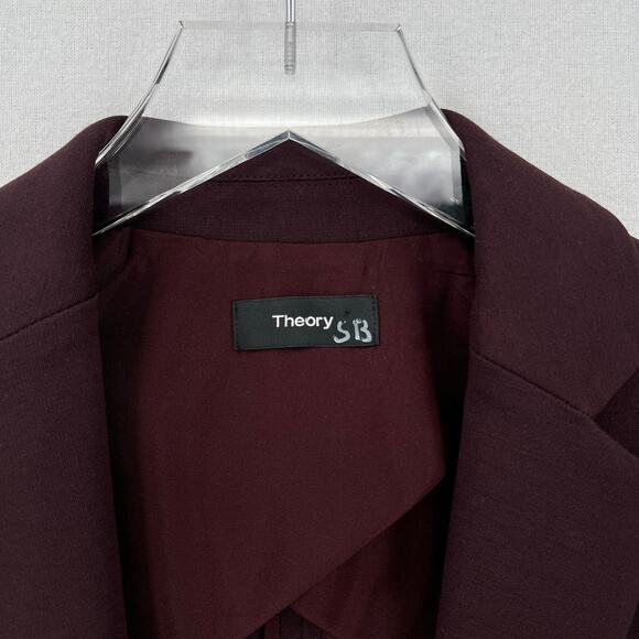 THEORY Jonita K Blazer Jacket Womens 2 Garnet Gold Button Open Burgundy - Picture 12 of 16